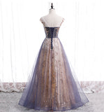 Cute tulle sequins long prom dress evening dress HZ1023