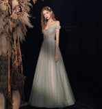 Shiny tulle sequins long prom dress green evening dress HZ1023