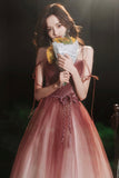 Stylish tulle long A line prom dress evening dress HZ1023