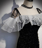 Black long mermaid prom dress black evening dress HZ1023