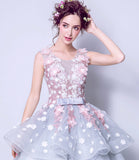 Blue tulle applique long ball gown dress formal dress HZ1023