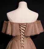 A line tulle sequins long prom dress evening dress HZ1023