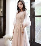 Cute tulle lace long sleeve dress evening dress HZ1023