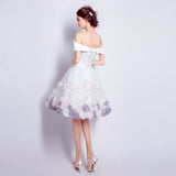 White satin tulle short prom dress white homecoming dress HZ1023