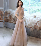 Elegant tulle beads long prom dress evening dress HZ1023