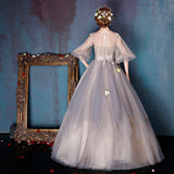 Cute A line tulle long A line prom dress evening dress HZ1023