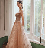 Shiny tulle sequins long prom dress formal dress HZ1023