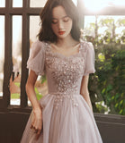 Champagne tulle sequins short prom dress homecoming dress HZ1023
