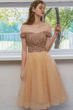 Cute tulle beads short prom dress homecoming dress HZ1023