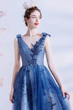 Elegant tulle sequins long A line prom dress evening dress HZ1023