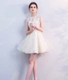 Cute lace short A line prom dress cocktail dress HZ1023