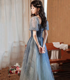 Lovely gradient tulle long prom dress evening dress HZ1023