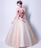 Elegant tulle applique long A line prom dress evening dress HZ1023