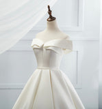 White satin long A line ball gown dress formal dress HZ1023