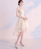 High quality lace short prom dress one shoulder evening dress HZ1023