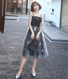 Black tulle short prom dress with star HZ1023