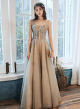 Lovely tulle lace long prom dress evening dress HZ1023