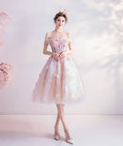 Pink tulle lace short prom dress homecoming dress HZ1023
