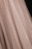 Shiny tulle sequins long A line prom dress evening dress HZ1023