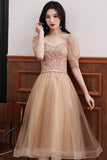 Cute tulle short A line prom dress homecoming dress HZ1023