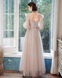 Elegant lace long A line prom dress evening dress HZ1023