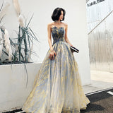 Blue tulle long ball gown dress formal dress HZ1023