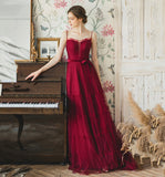 Cute tulle long A line prom dress evening gown HZ1023