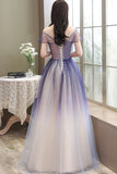 Cute tulle long A line prom dress cute evening dress HZ1023
