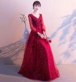 Cute tulle lace long prom dress A line evening gown HZ1023