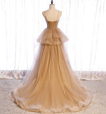 Cute tulle long A line prom dress A line evening gown HZ1023