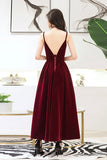 Burgundy velvet short prom dress homecoming dress HZ1023