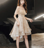 Cute tulle high low prom dress shiny evening dress HZ1023