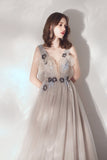 Cute v neck tulle long prom dress evening dress HZ1023