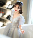 ray tulle beads long prom dress evening dress HZ1023