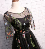Cute lace short prom dress black homecoming dress HZ1023