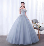 A line tulle applique long prom dress evening dress HZ1023