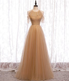 High quality A line tulle long prom dress bridesmaid dress HZ1023