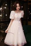 Champagne tulle short prom dress party dress HZ1023