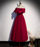 Burgundy tulle short A line prom dress party dress HZ1023