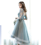 Blue lace homecoming dress bridesmaid dress HZ1023