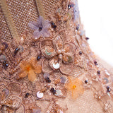 Pink tulle sequins long prom dress formal dress HZ1023