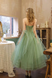 Green tulle short prom dress green evening dress HZ1023