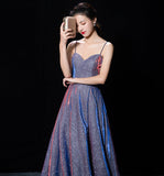 Shiny satin long A line prom dress simple evening dress HZ1023