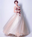 Elegant tulle applique long A line prom dress evening dress HZ1023