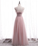 Pink tulle long prom dress simple evening dress HZ1023