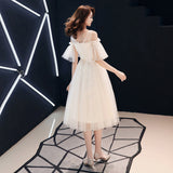 Cute champagne tulle prom dress evening dress HZ1023