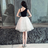 Black and white short prom dress homecoming dress HZ1023