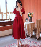 Red A line short prom dress red evening dress HZ1023