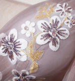 Cute v neck tulle long A line prom dress evening dress HZ1023