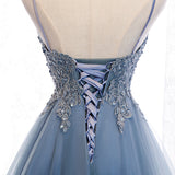 Cute v neck lace short prom dress high low evening dress HZ1023